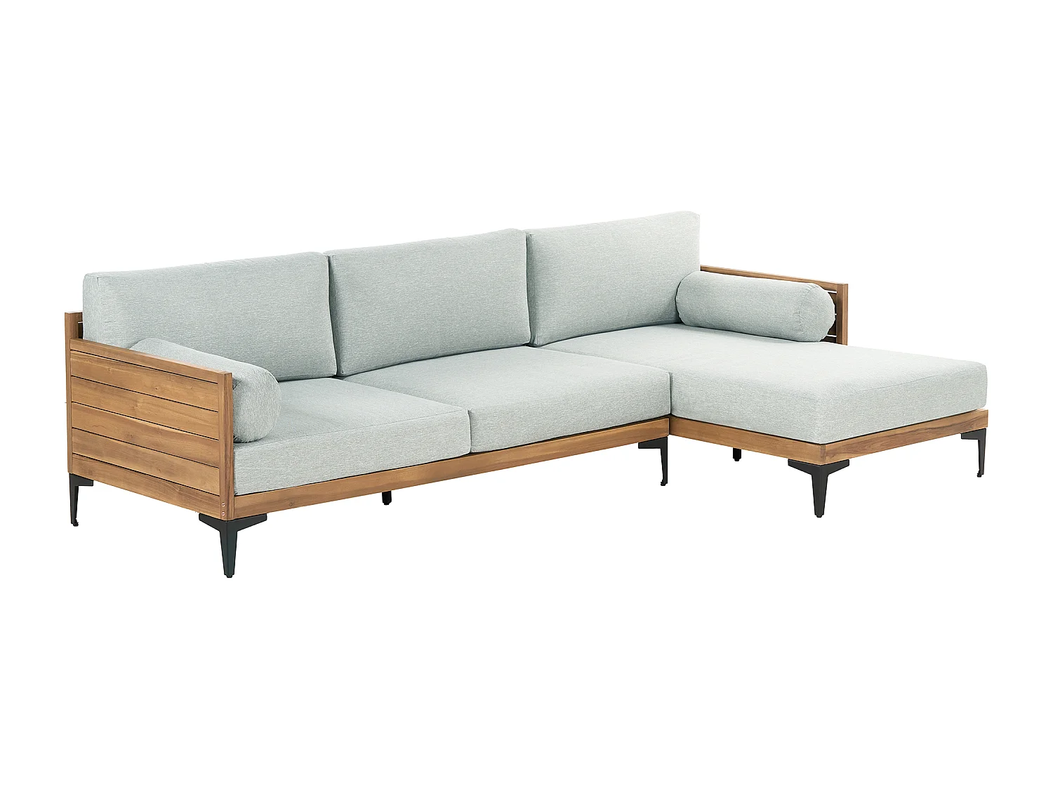 Canapé d'angle de jardin 4 places CAVEZZO Côté gauche Bois d'acacia certifié Gris