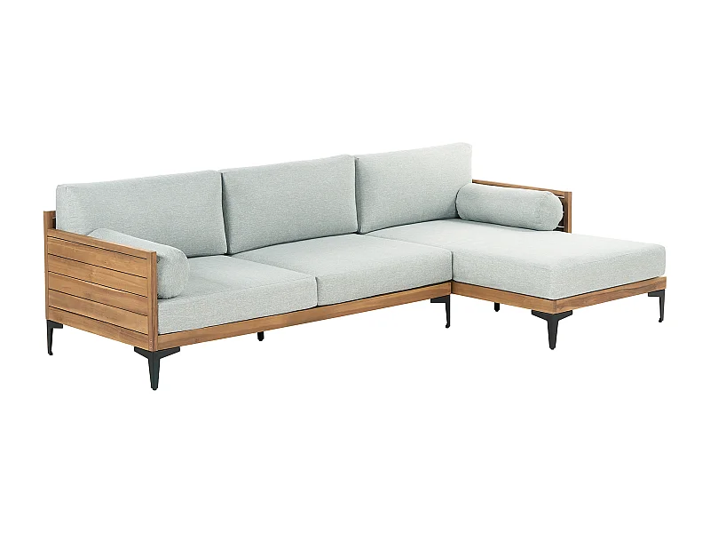 Canapé d'angle de jardin 4 places CAVEZZO Côté droite Bois d'acacia certifié Gris