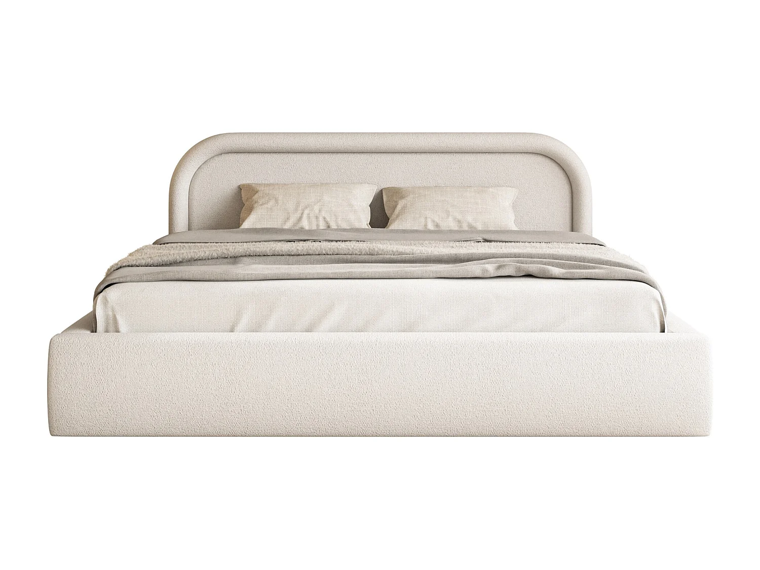 Lit coffre avec tête de lit - 140x200 cm - grège - RUVI