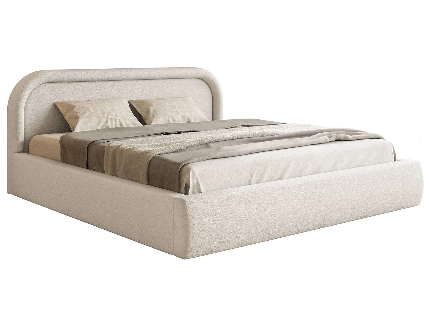 Opbergbed met hoofdeinde - 140x200 cm - greige - RUVI