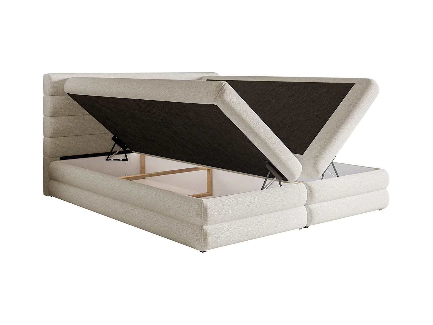 Boxspringbett mit Bettkasten - Hellbeige - 180x200 cm - ALEGRE