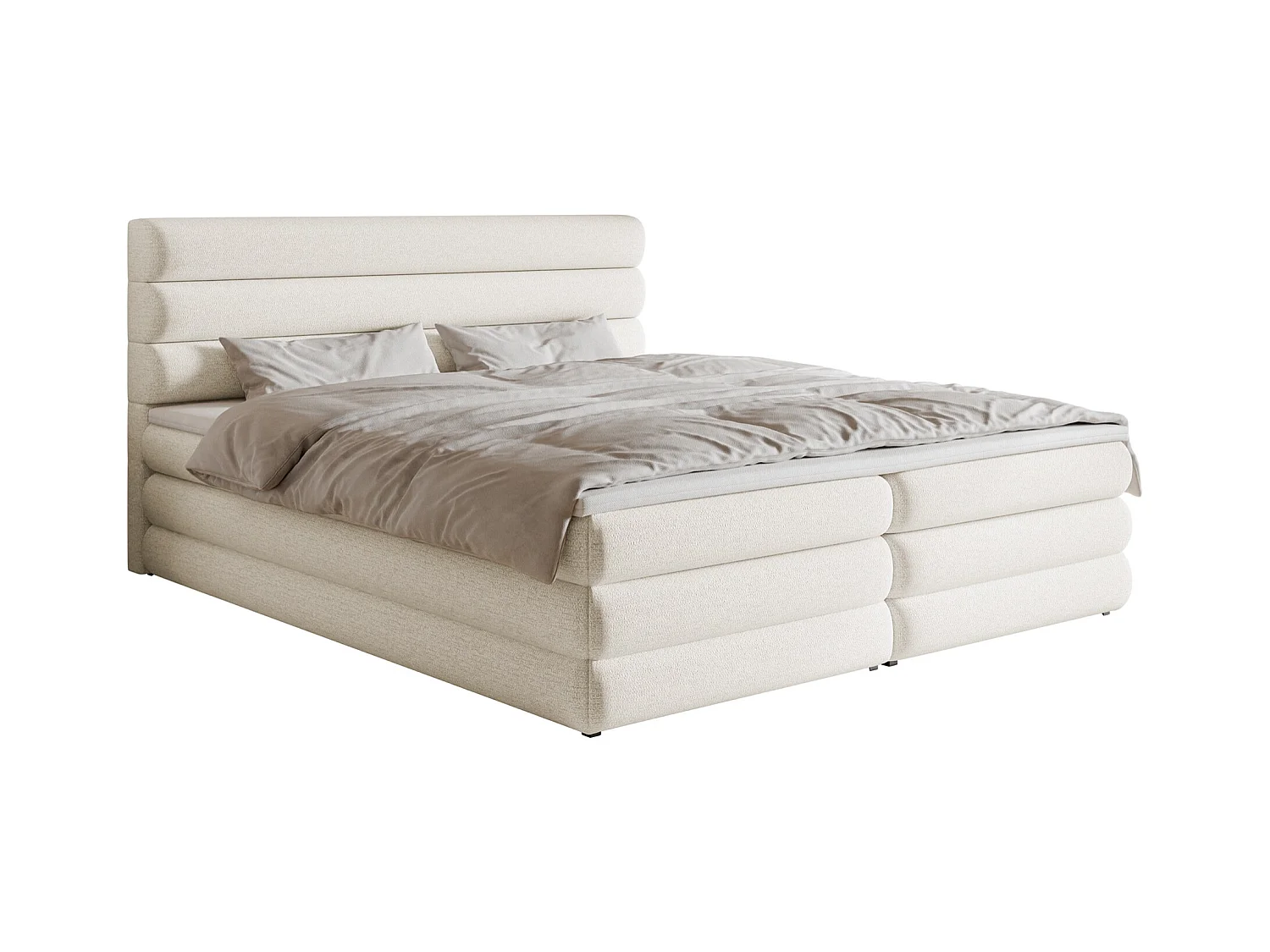 Boxspringbett mit Bettkasten - Hellbeige - 180x200 cm - ALEGRE