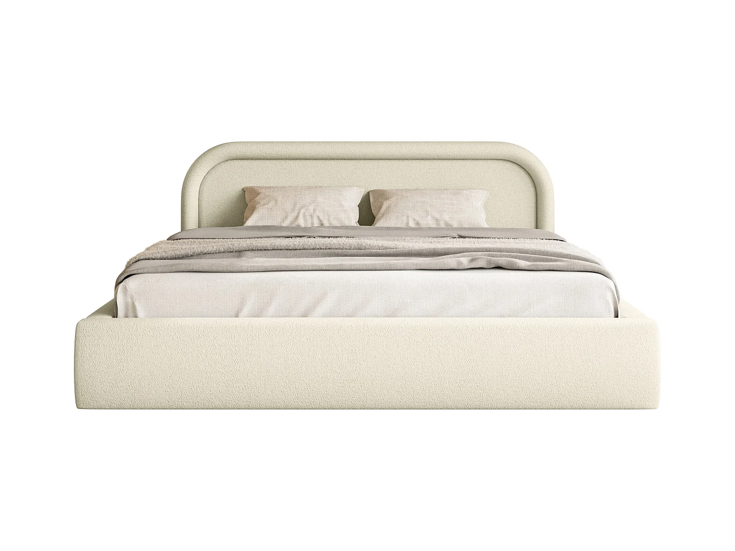 Lit coffre avec tête de lit - 140x200 cm - beige - RUVI