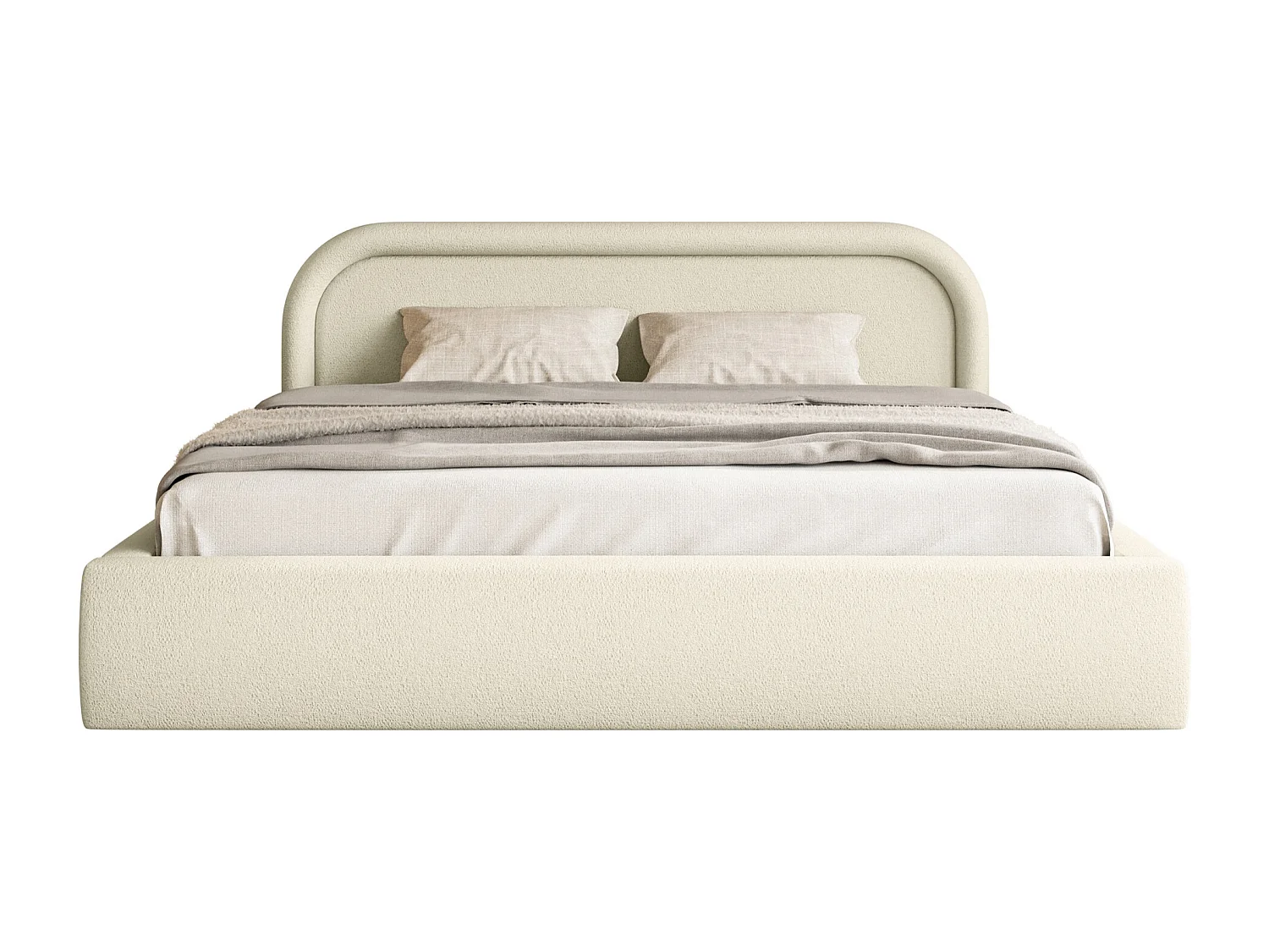 Lit coffre avec tête de lit - 140x200 cm - beige - RUVI