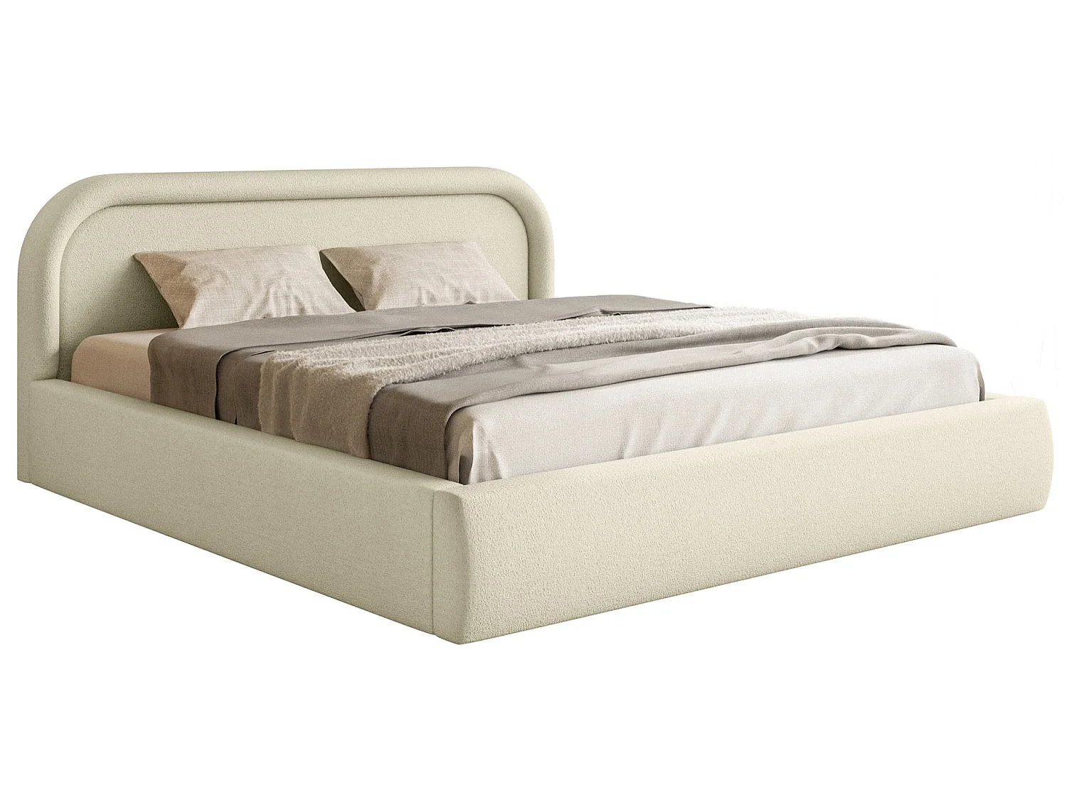 Lit coffre avec tête de lit - 140x200 cm - beige - RUVI