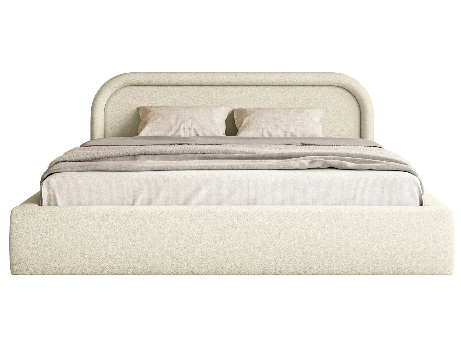 Lit coffre avec tête de lit - 140x200 cm - beige - RUVI