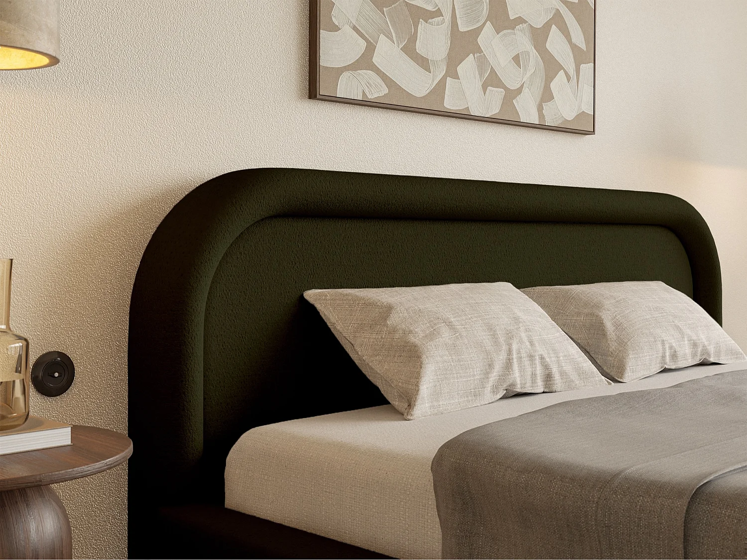 Opbergbed met hoofdeinde - 140x200 cm - olijfgroen - RUVI