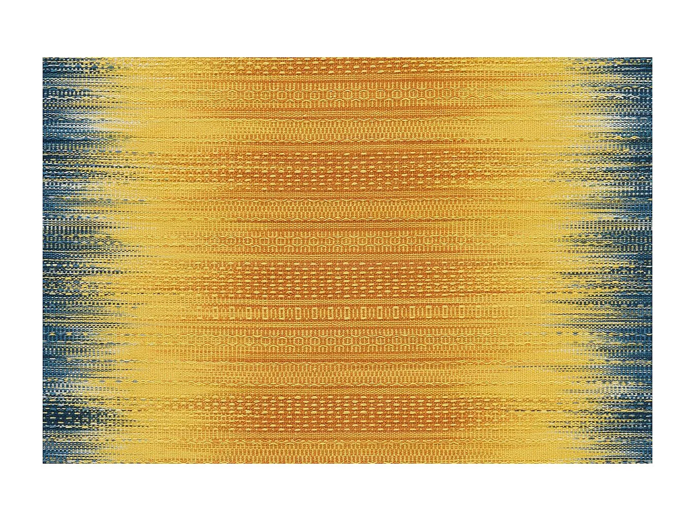 Tapis en Laine Fait Main "Sunset" 90x160cm Jaune & Bleu