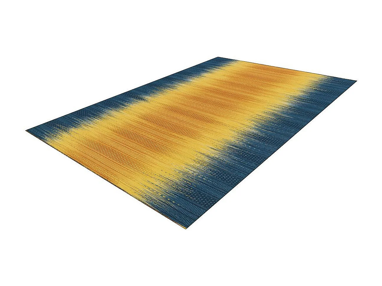 Tapis en Laine Fait Main "Sunset" 90x160cm Jaune & Bleu