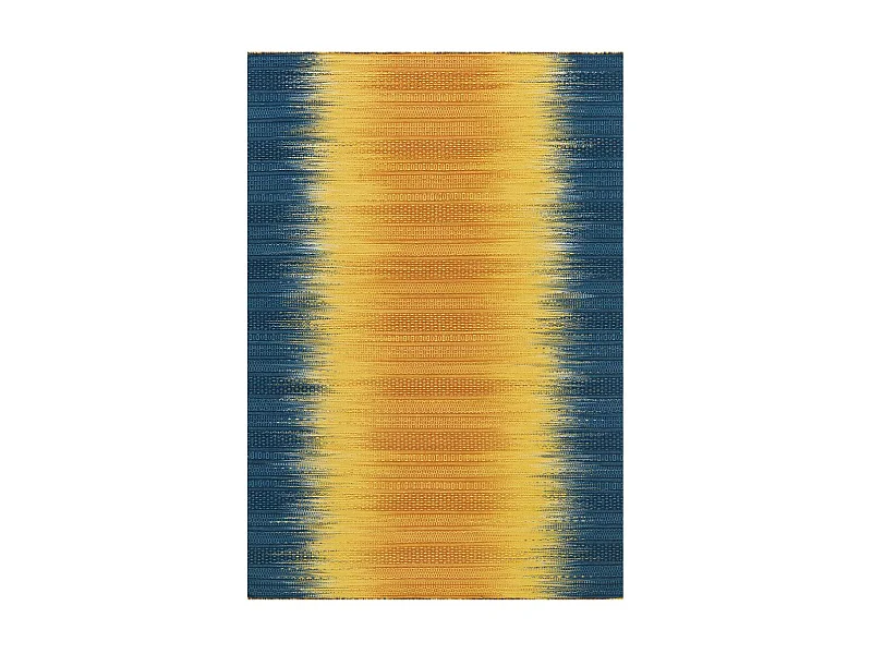 Tapis en Laine Fait Main "Sunset" 90x160cm Jaune & Bleu