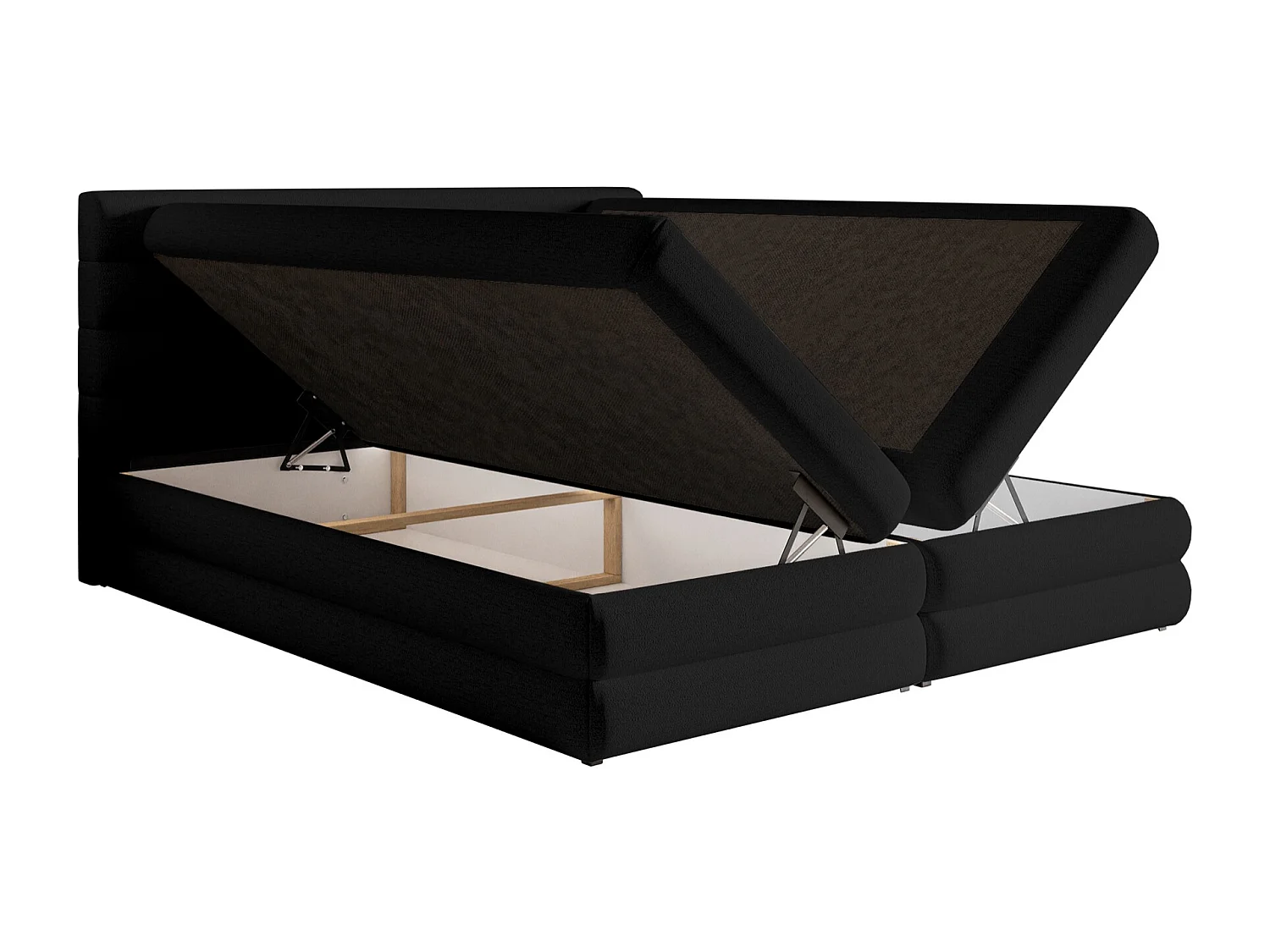 Lit continental - 160x200 cm - en tissu chenille noir - ALEGRE