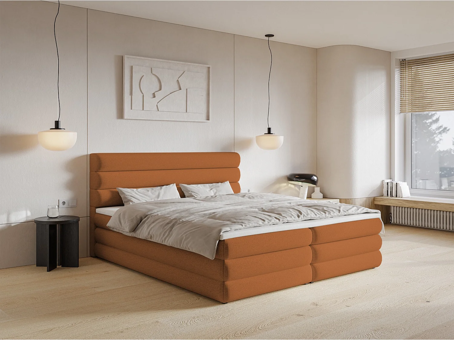 Boxspringbett mit Bettkasten - Kupferbraun - 160x200 cm - ALEGRE