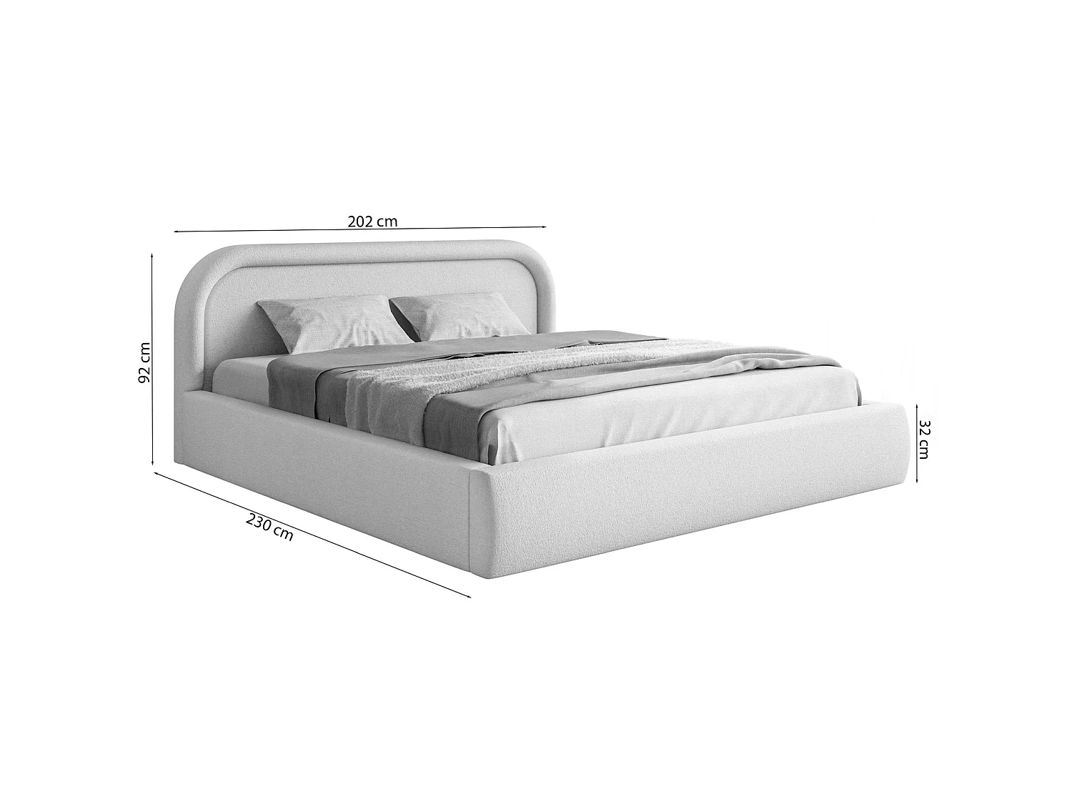 Lit coffre avec tête de lit - 180x200 cm - beige - RUVI