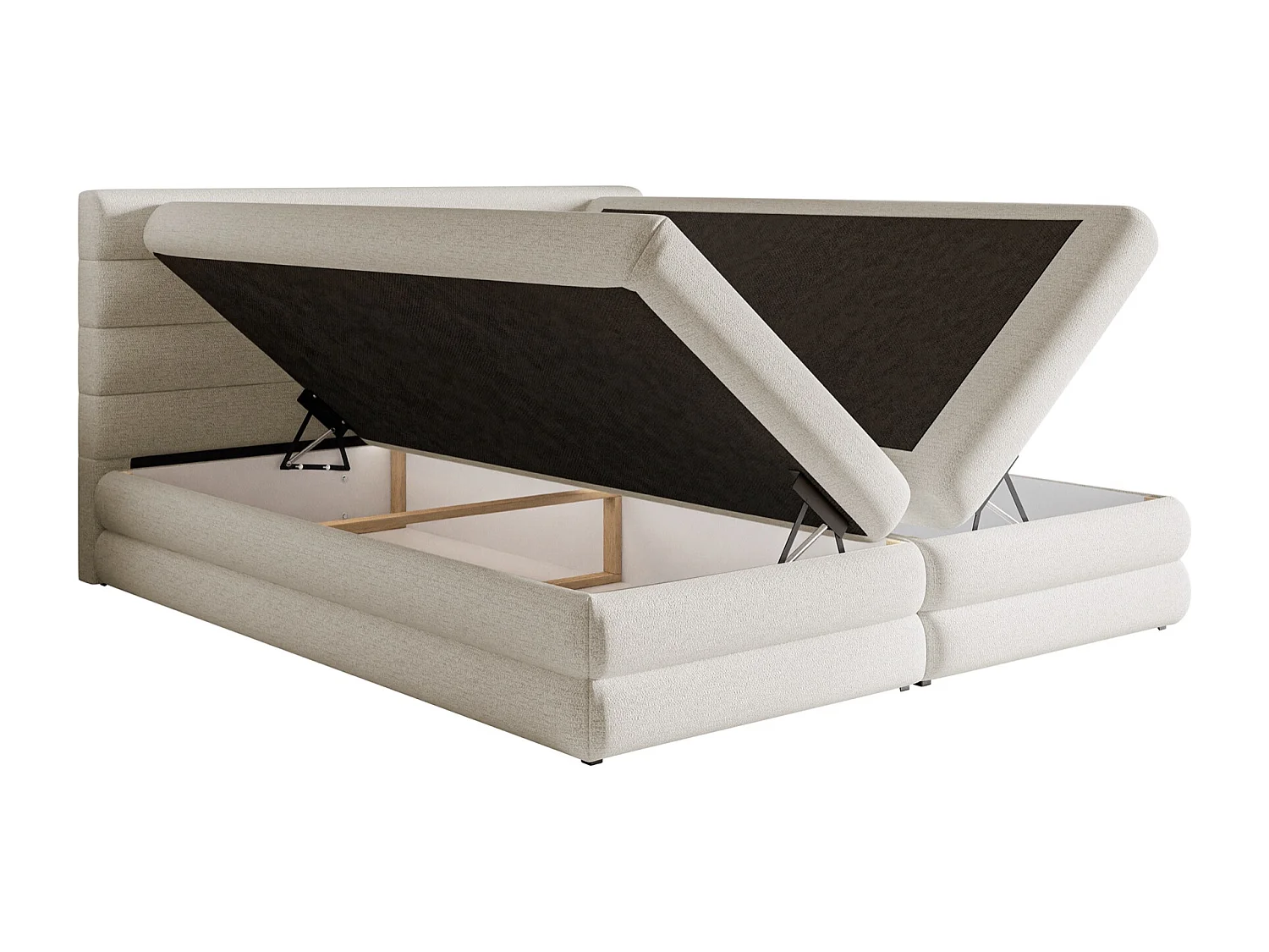 Boxspringbett mit Bettkasten - Hellbeige - 160x200 cm - ALEGRE