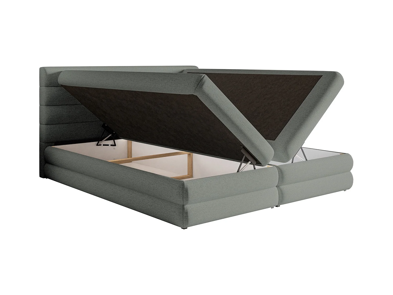 Boxspringbett mit Bettkasten - Grau - 160x200 cm - ALEGRE