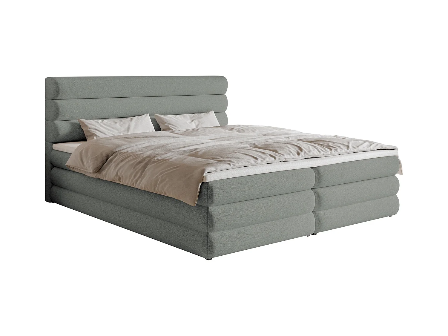 Boxspringbett mit Bettkasten - Grau - 160x200 cm - ALEGRE