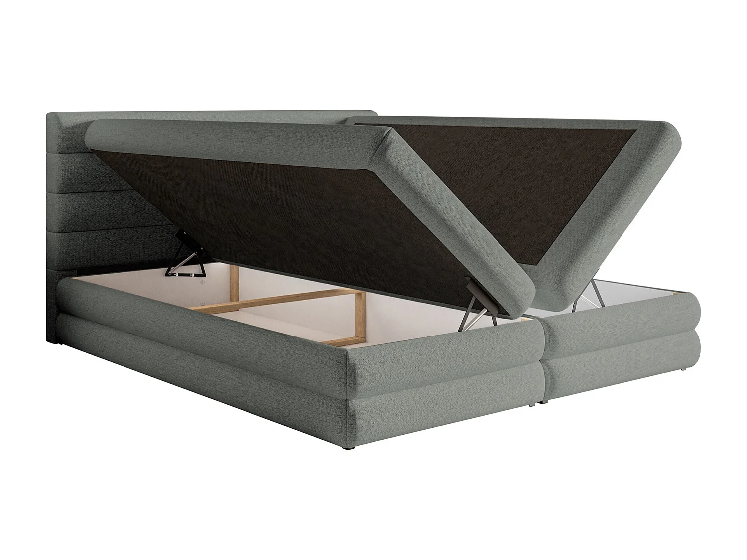 Boxspringbett mit Bettkasten - Grau - 160x200 cm - ALEGRE