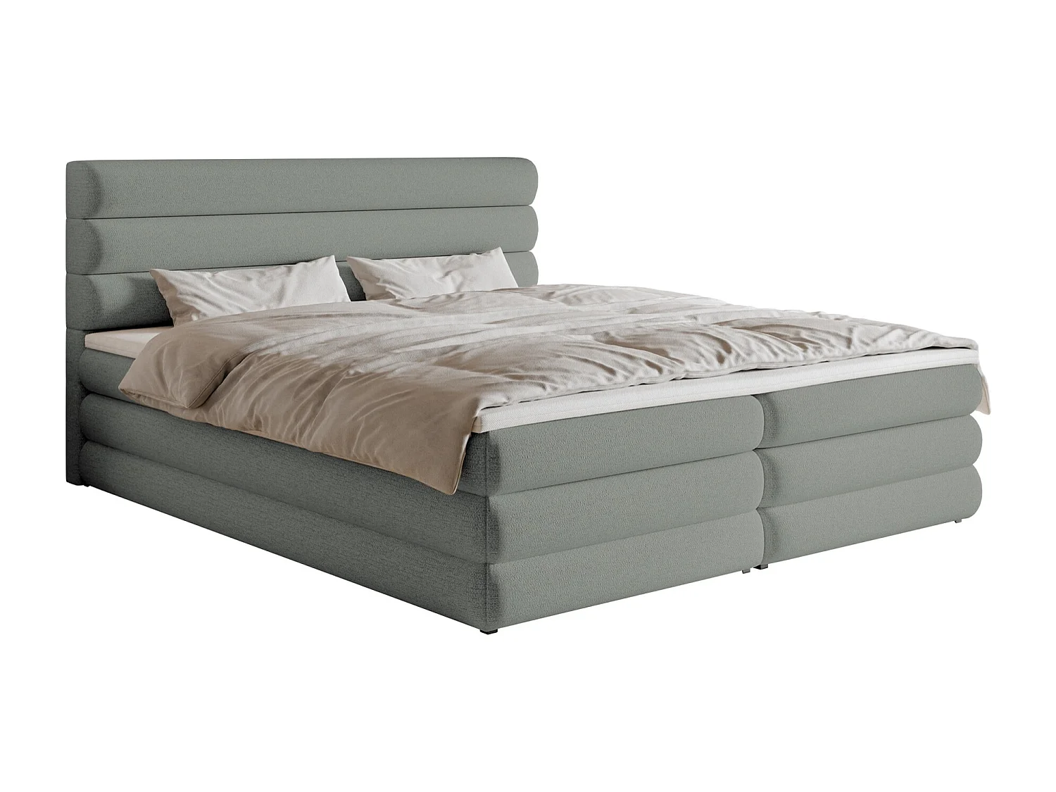 Boxspringbett mit Bettkasten - Grau - 160x200 cm - ALEGRE