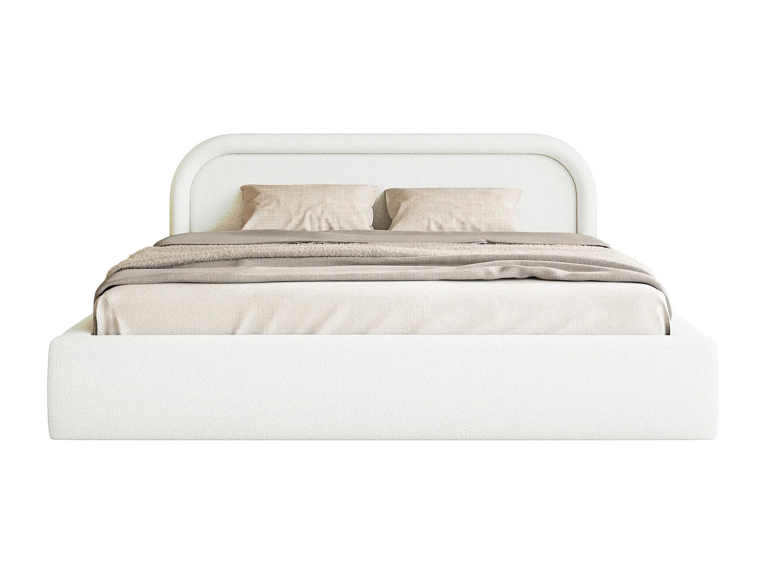 Lit coffre avec tête de lit - 180x200 cm - crème - RUVI