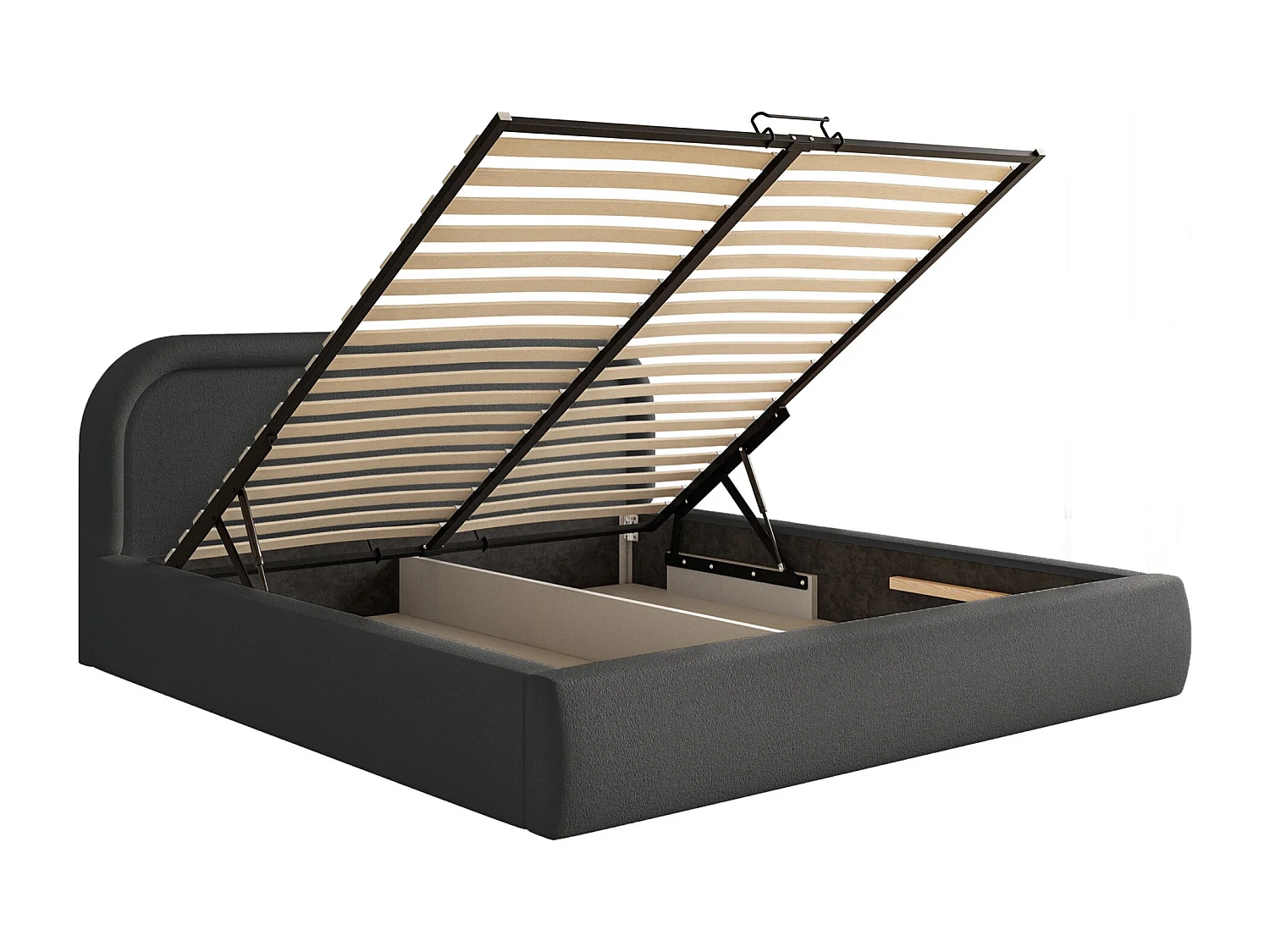 Lit coffre avec tête de lit - 180x200 cm - gris graphite - RUVI