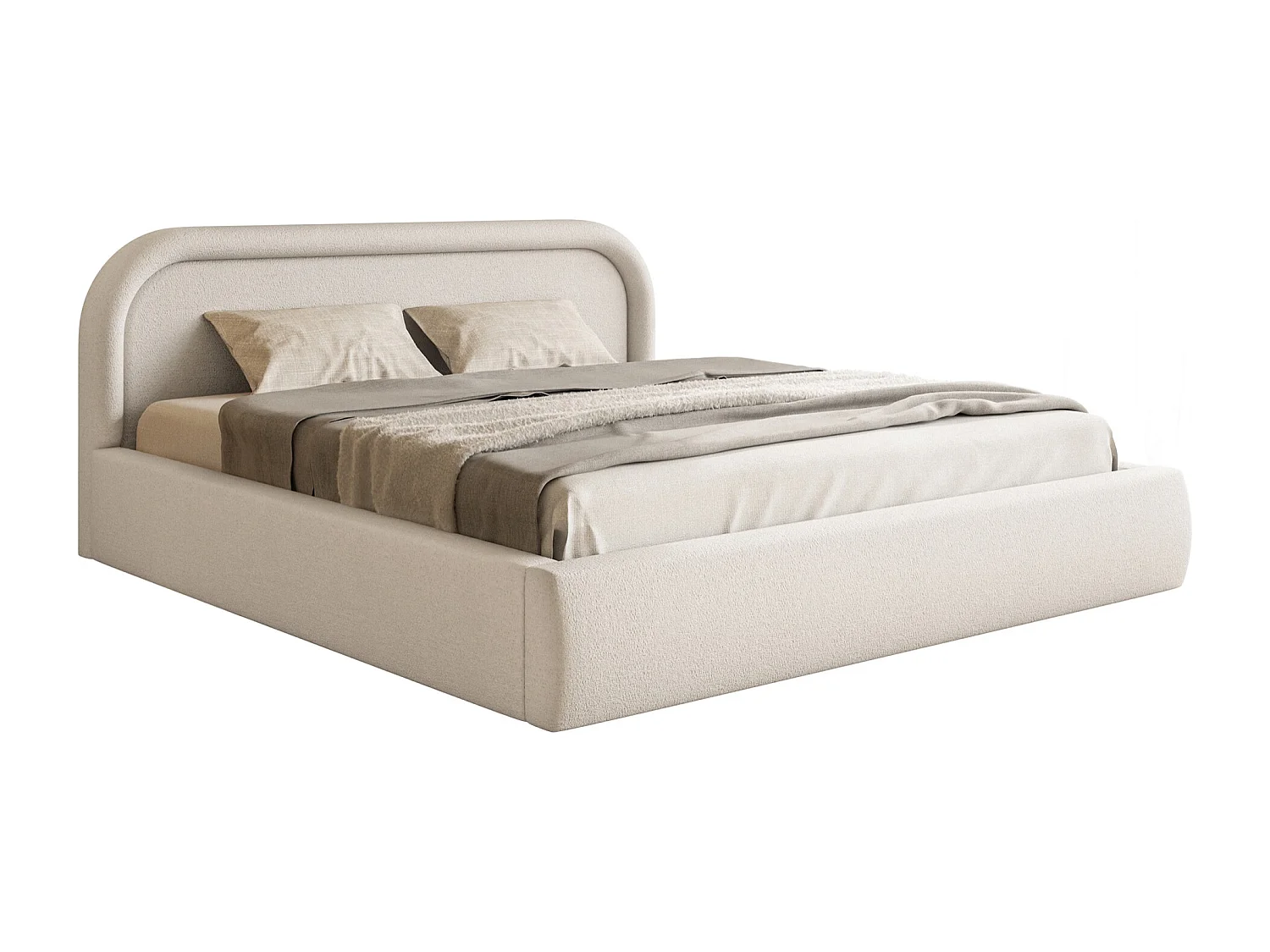 Polsterbett mit Lattenrost und Stauraum - Greige - 180x200 cm - RUVI