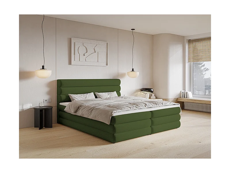 Boxspringbett mit Bettkasten - Olivgrün - 160x200 cm - ALEGRE