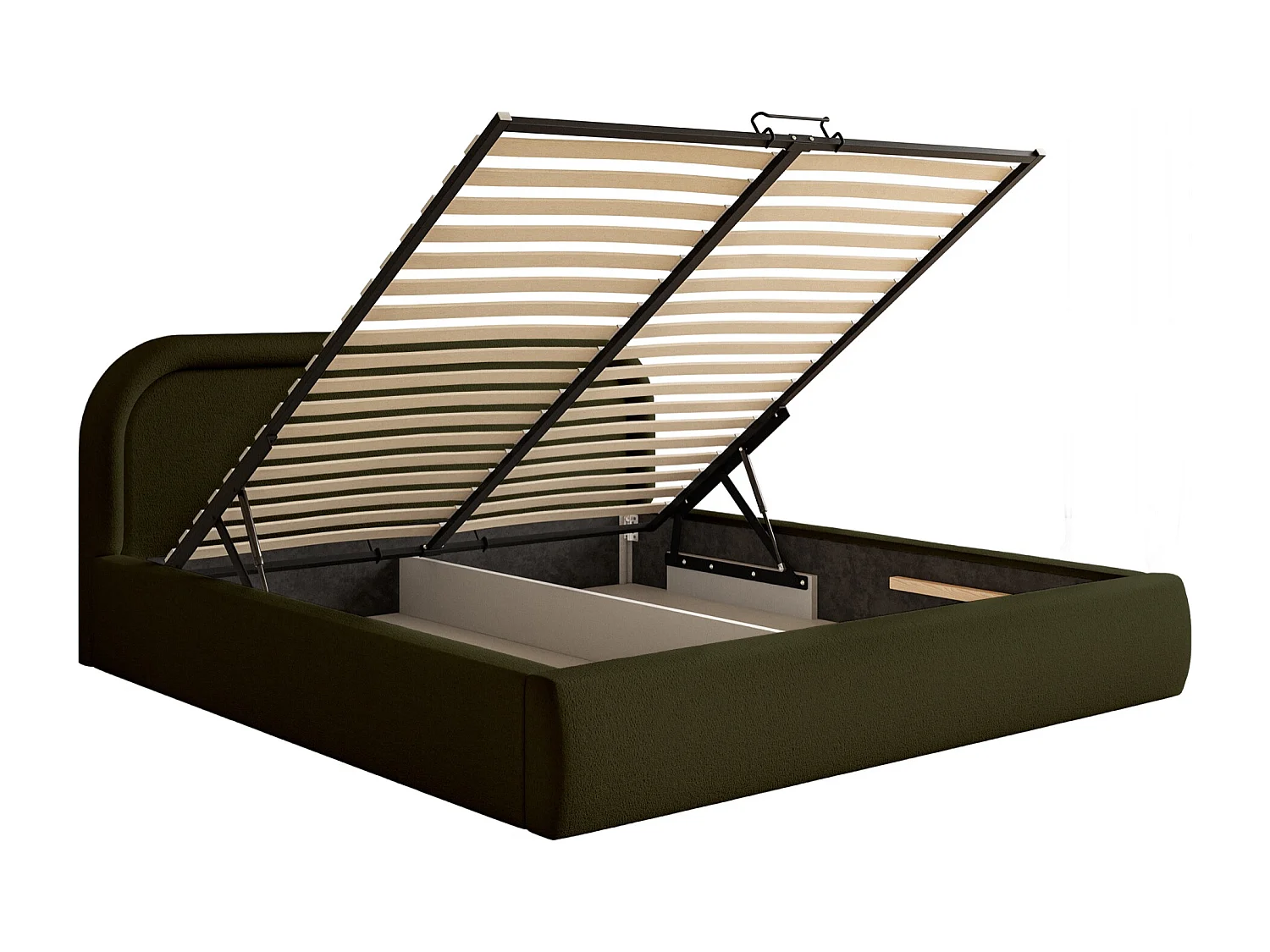 Lit coffre avec tête de lit - 180x200 cm - vert olive - RUVI