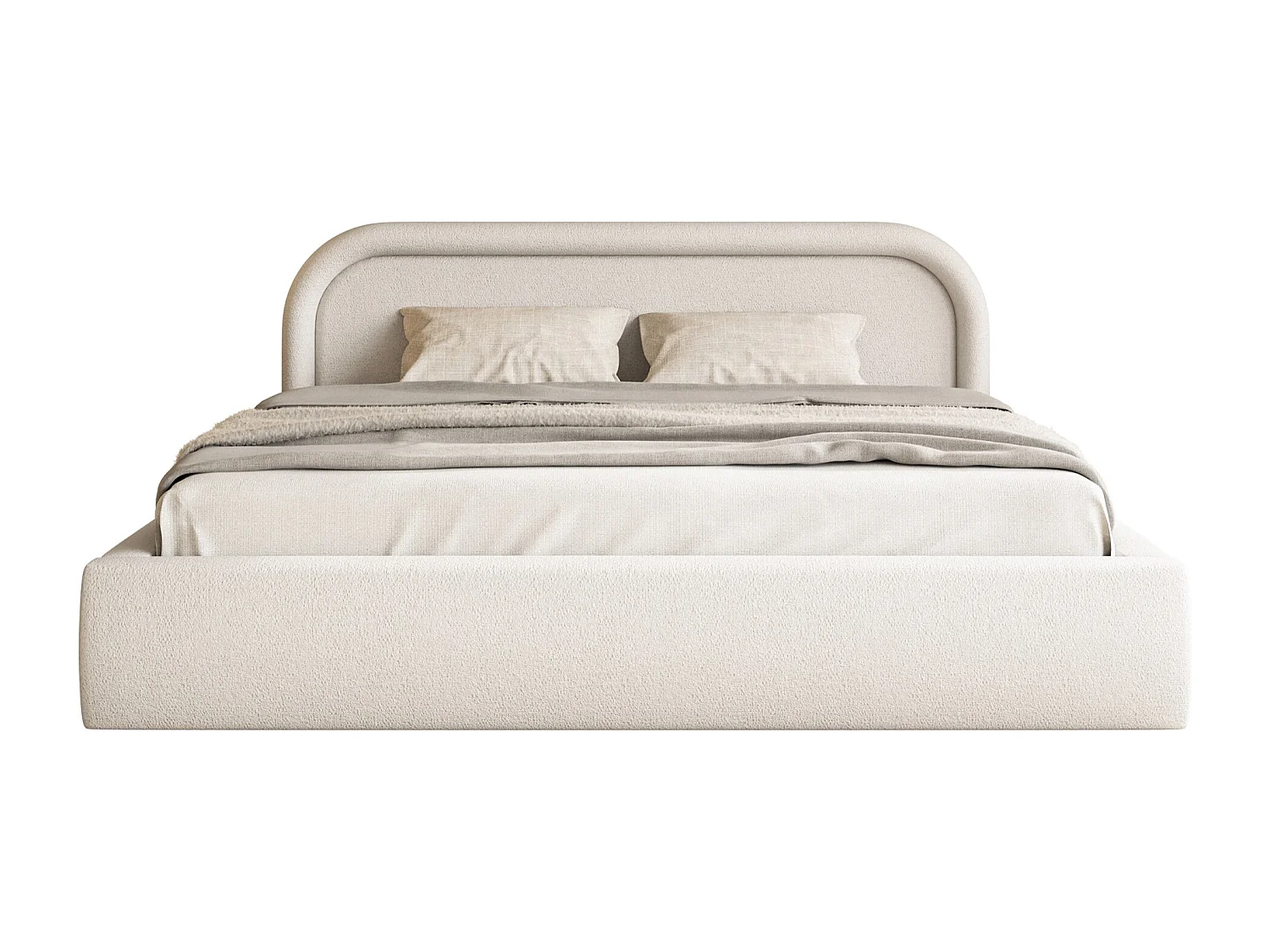 Polsterbett mit Lattenrost und Stauraum - Greige - 160x200 cm - RUVI