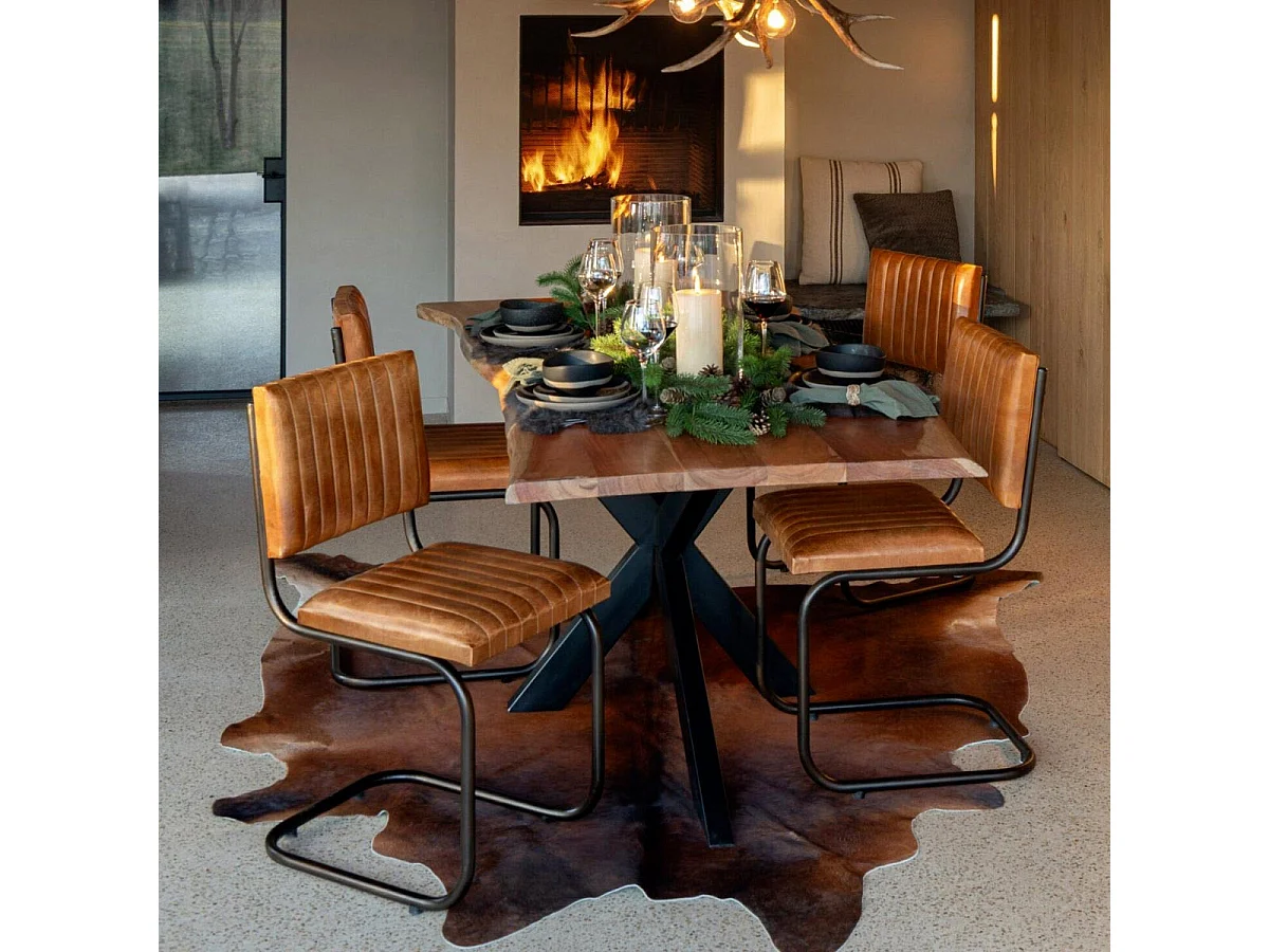 Tapis Déco "Peau de Vache" 195x230cm Marron Cognac