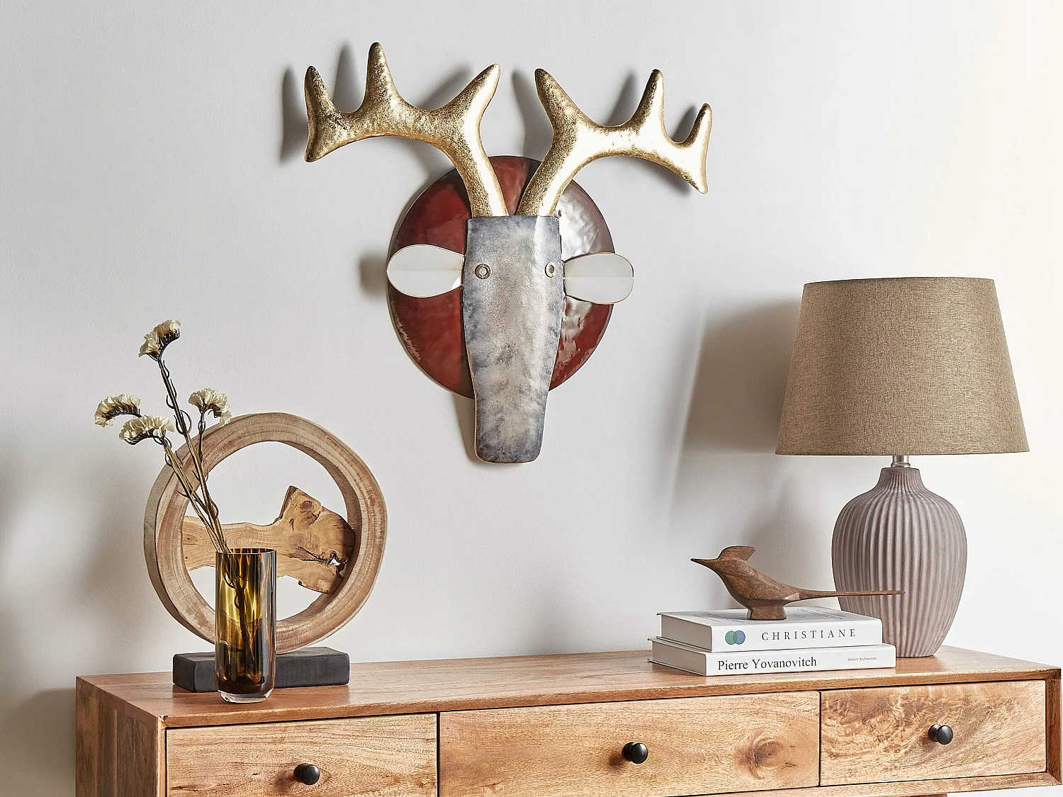Wandobjekt Stier FLUORINE Metall 54 cm Bunt