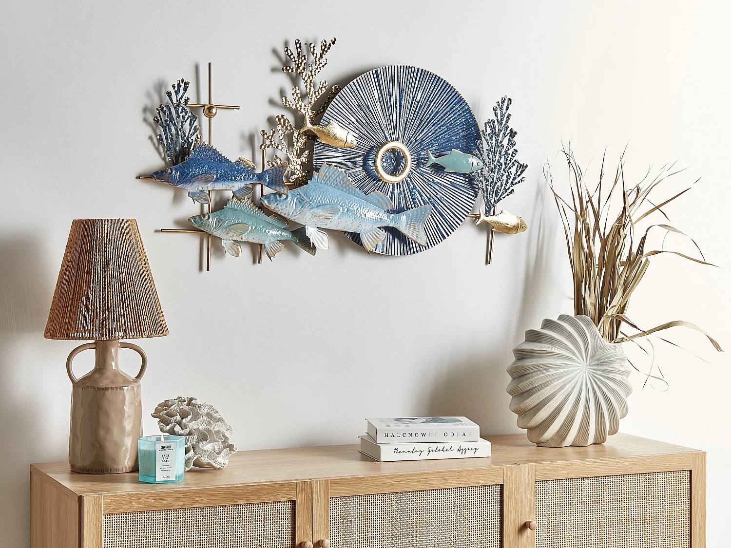 Décoration murale Poisson BARIUM Métal 48 cm Bleu