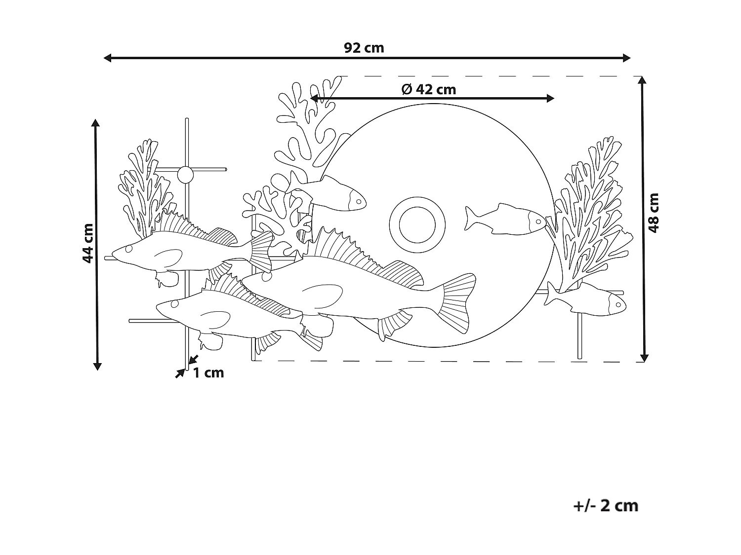 Décoration murale Poisson BARIUM Métal 48 cm Bleu