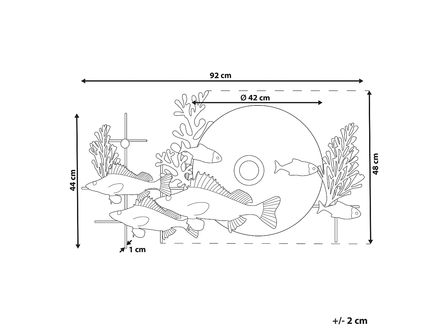 Décoration murale Poisson BARIUM Métal 48 cm Bleu