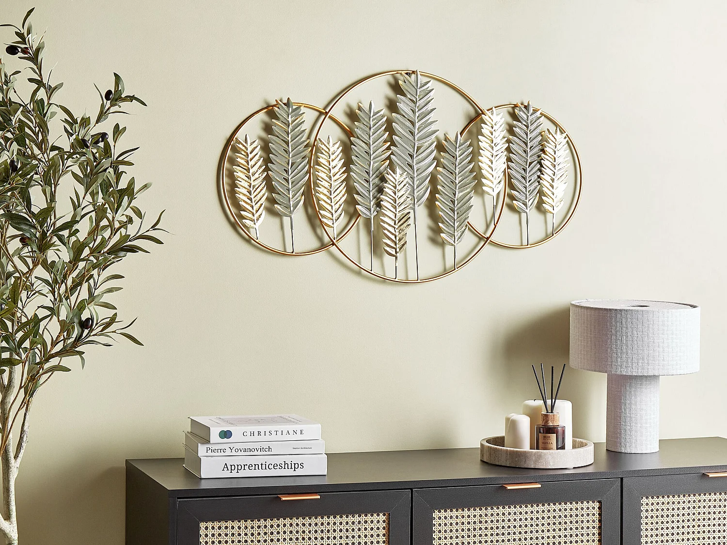 Decoración de pared Hoja COPERNICIUM Metal 50 cm Dorado