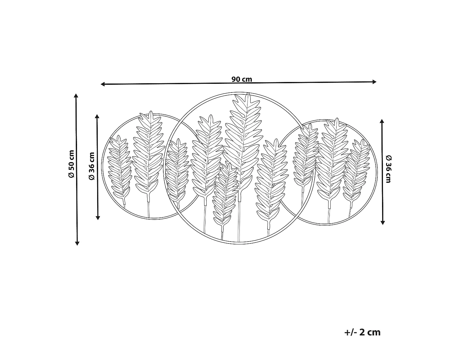 Décoration murale Feuille COPERNICIUM Métal 50 cm Doré