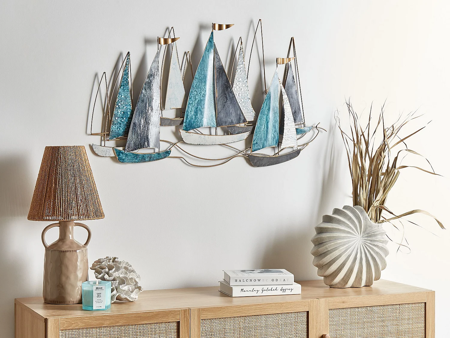 Décoration murale Bateau BOHRIUM Métal 50 cm Bleu