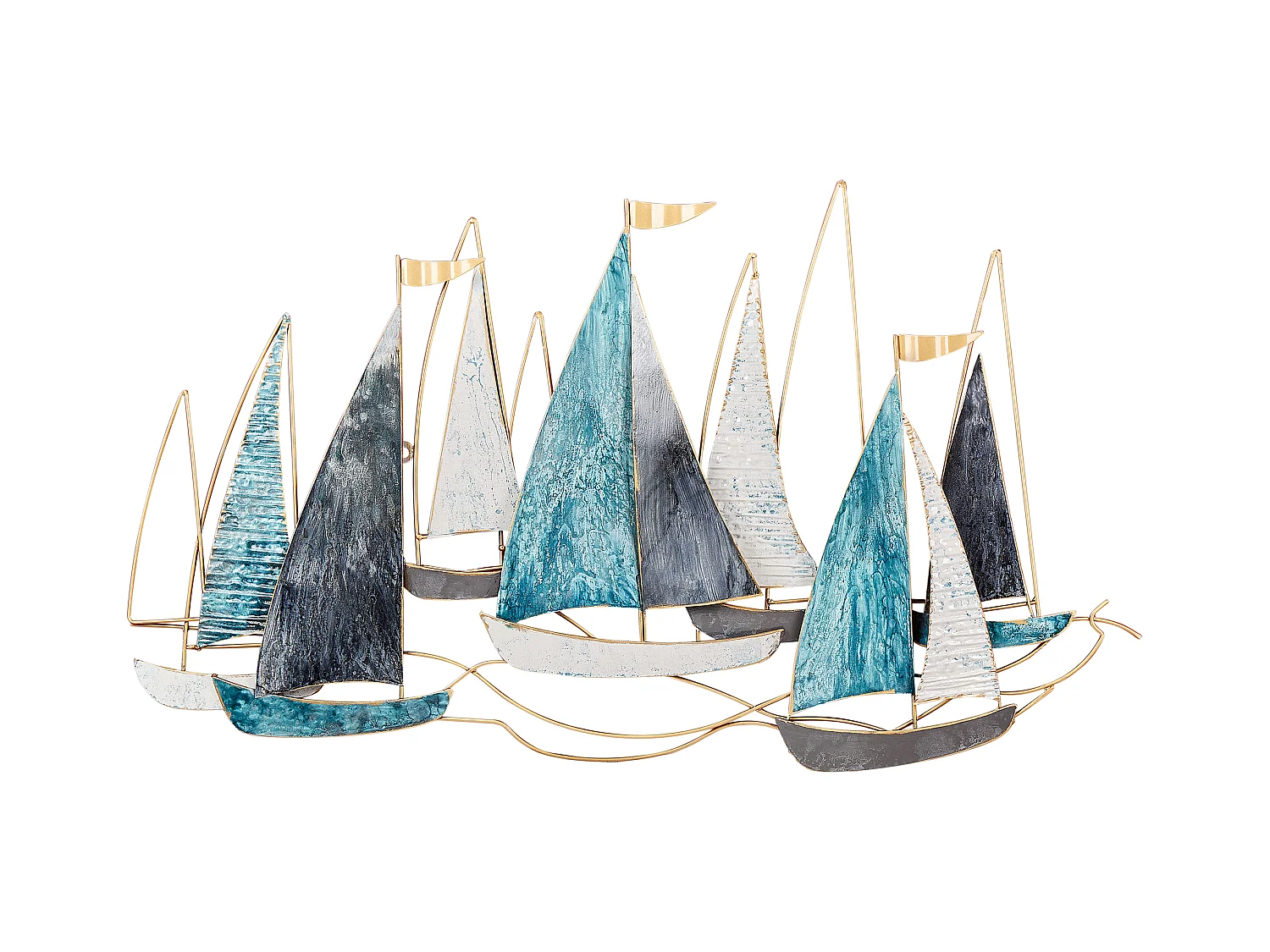 Wandobjekt Schiff BOHRIUM Metall 50 cm Blau