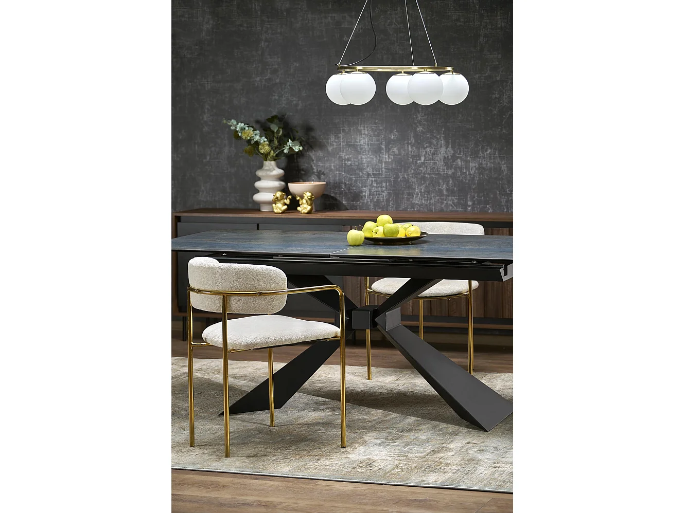 Uitschuifbare tafel voor 6/8 personen, marmer, 180/230 x 90 cm