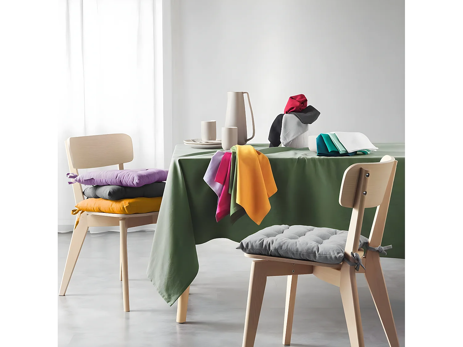 Lot de 3 Serviettes de Table "Mistral" 40x40cm Vert