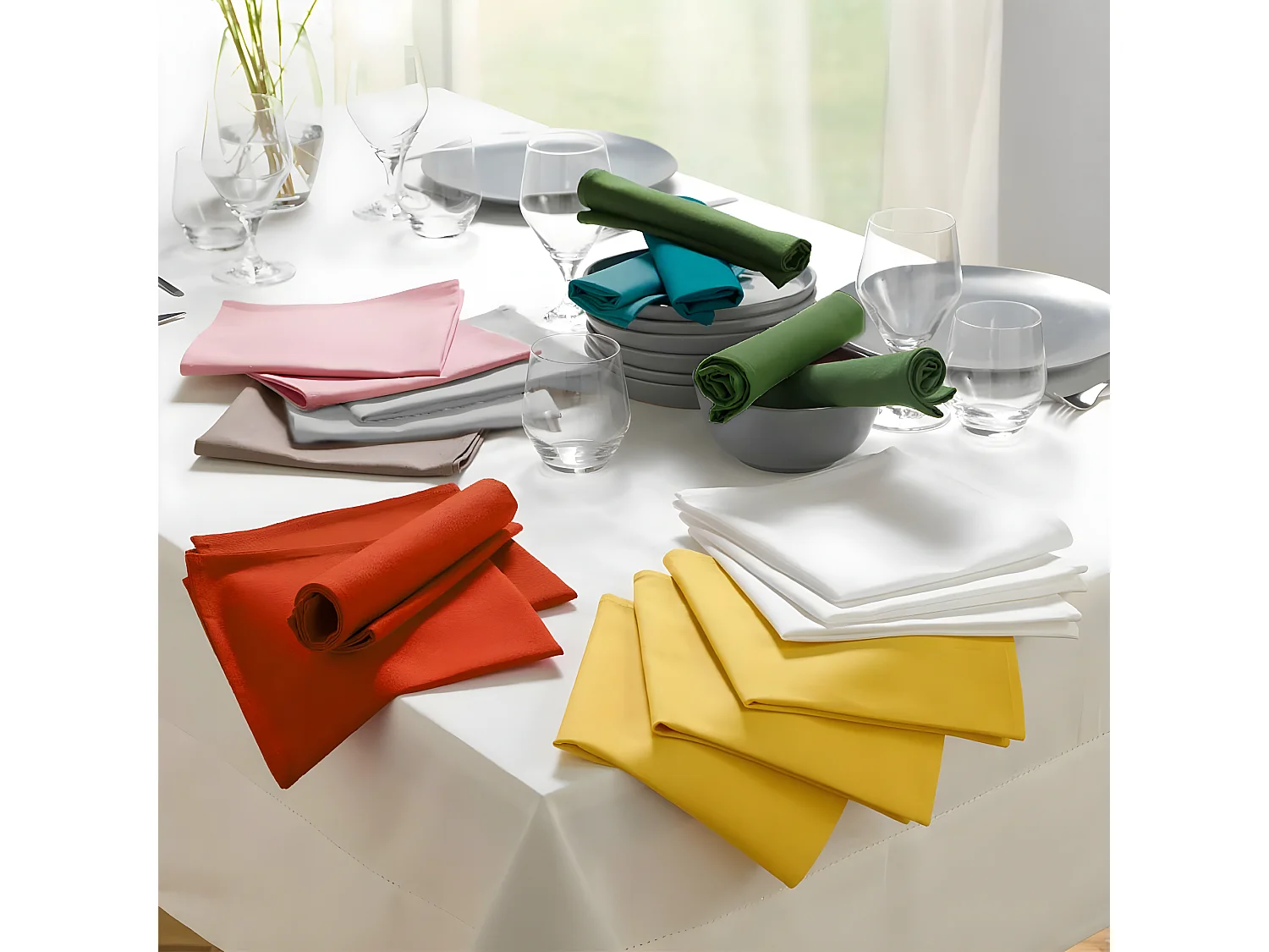 Lot de 3 Serviettes de Table "Initia" 40x40cm Jaune