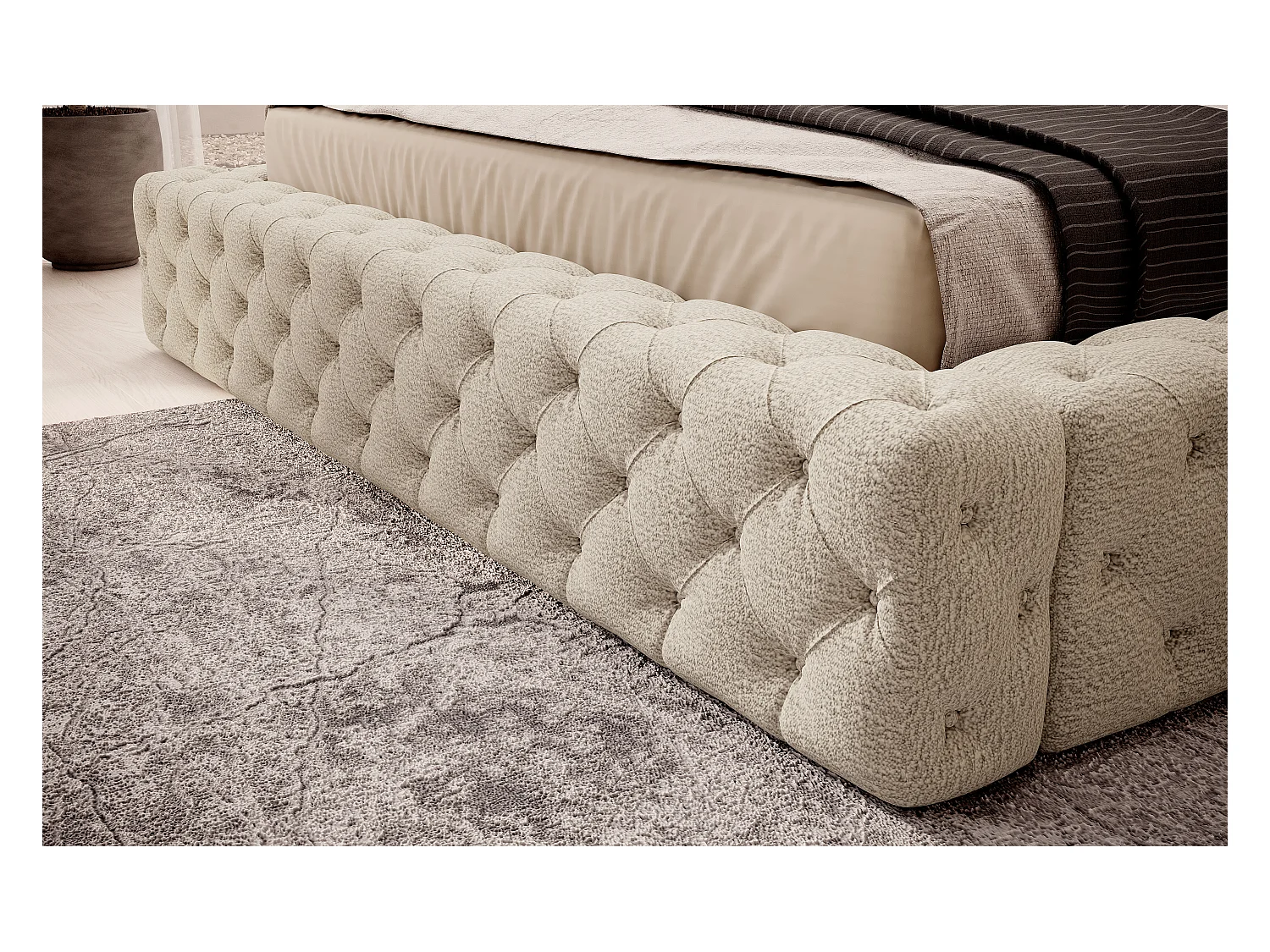 Lit King S (140x200)/Tissu-Beige