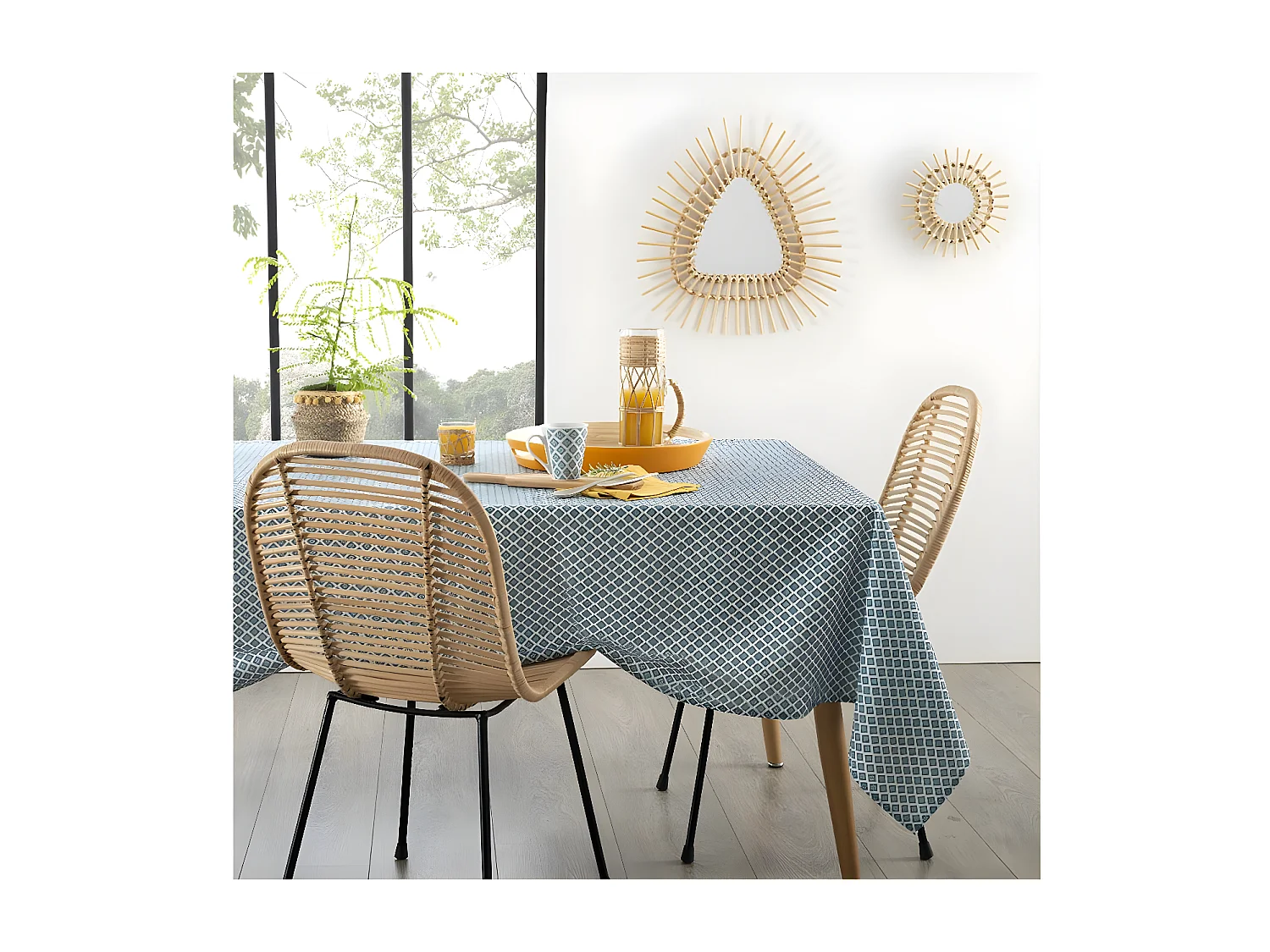 Nappe Antitache à Motifs "Tikal" 140x240cm Bleu