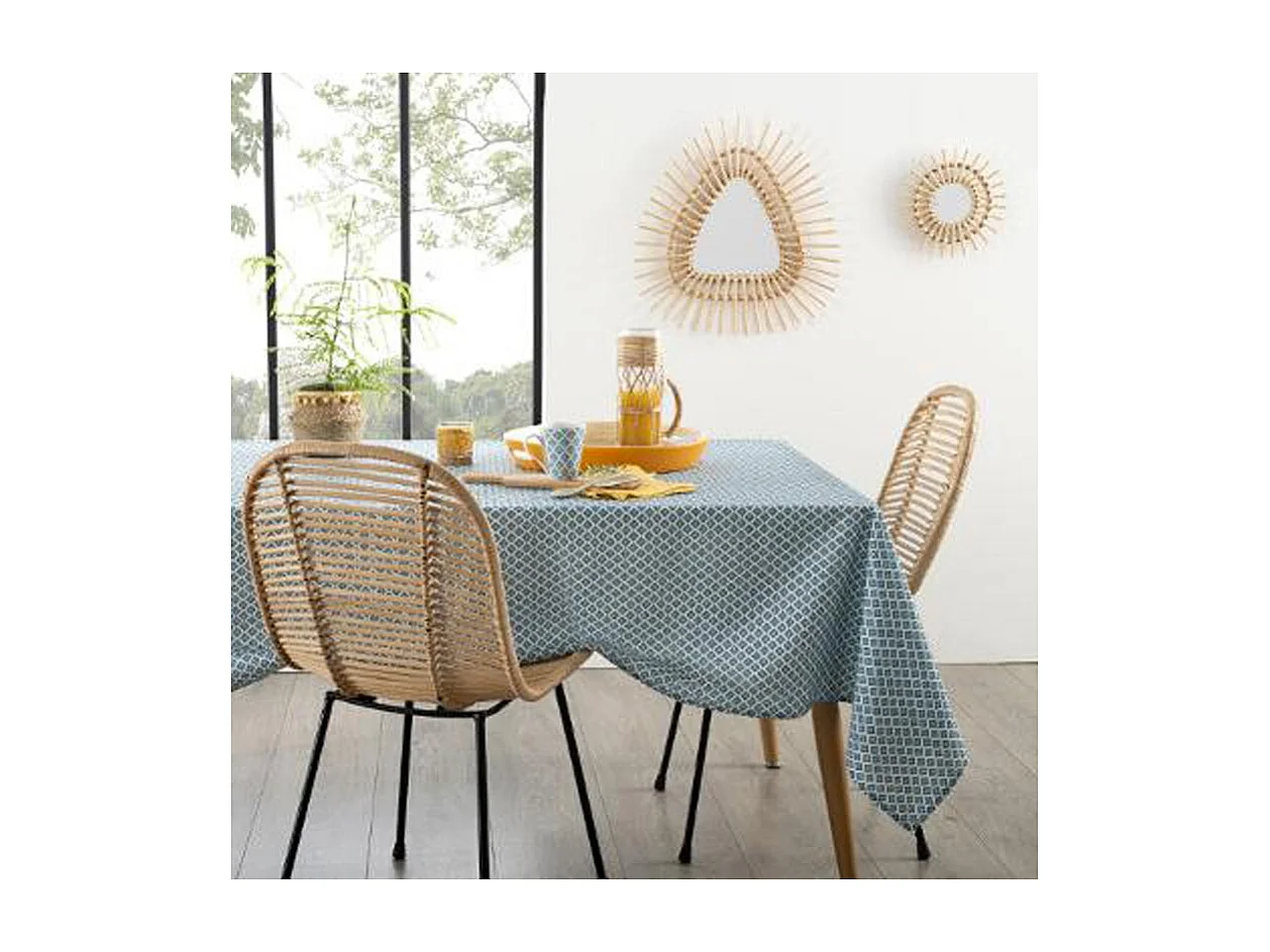 Nappe Antitache à Motifs "Tikal" 140x240cm Bleu