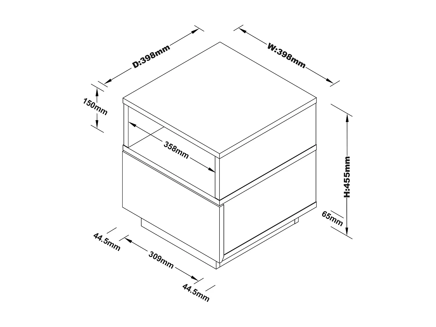 Table de chevet 1 tiroir et 1 niche - Blanc et naturel - VYLARA