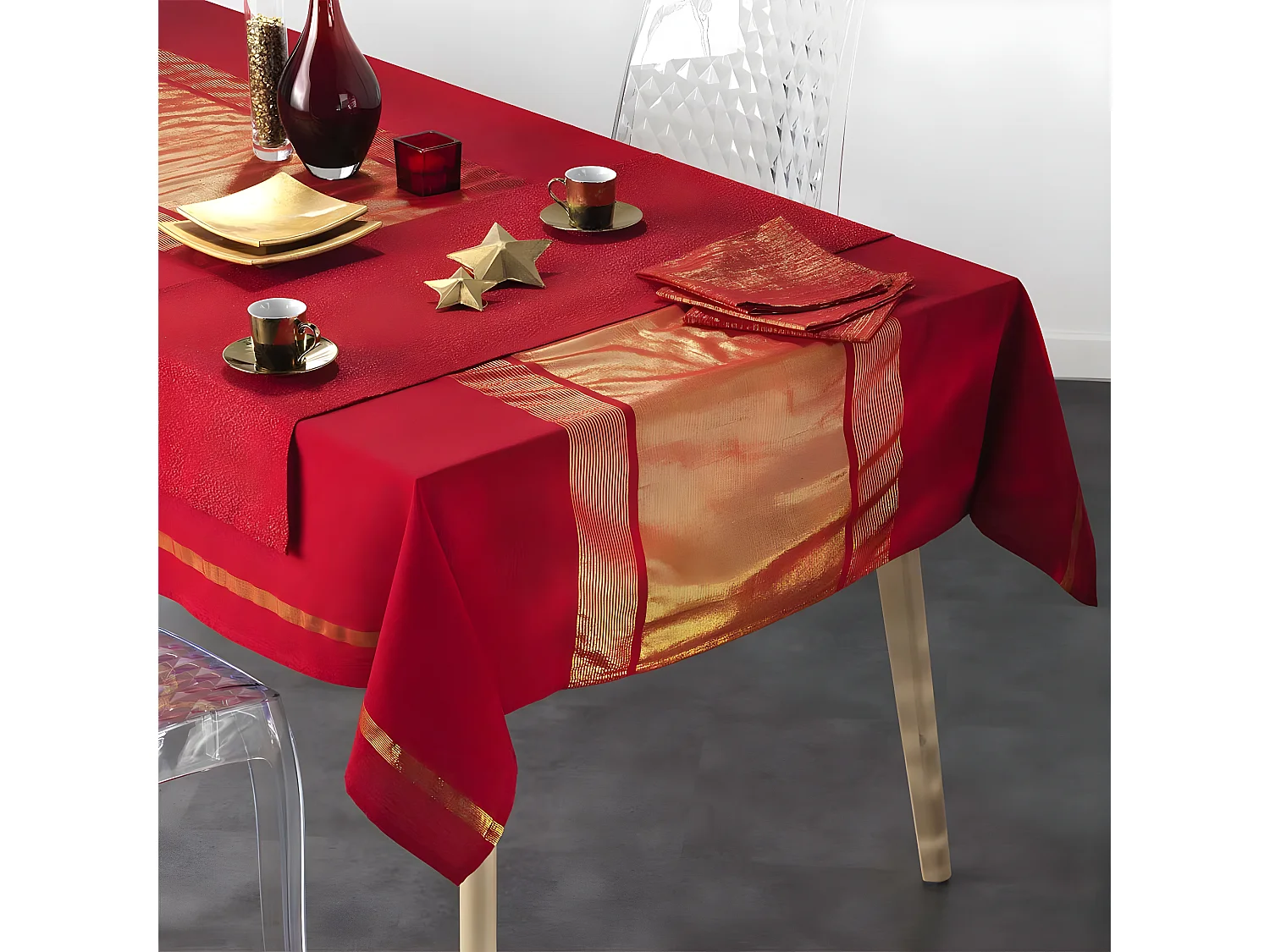 Lot de 3 Serviettes de Table "Elegancia" 40x40cm Rouge