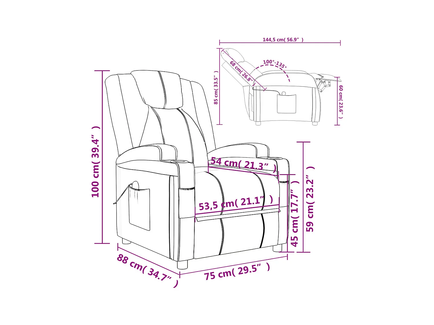 Fauteuil de massage Rouge bordeaux Similicuir