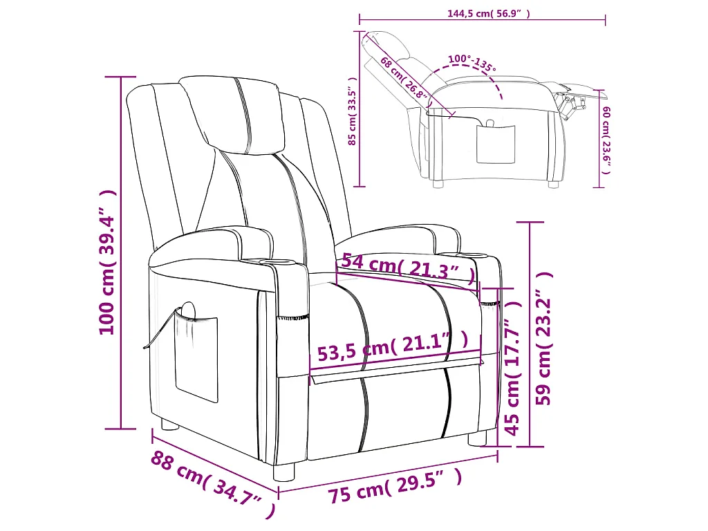 Fauteuil de massage Rouge bordeaux Similicuir