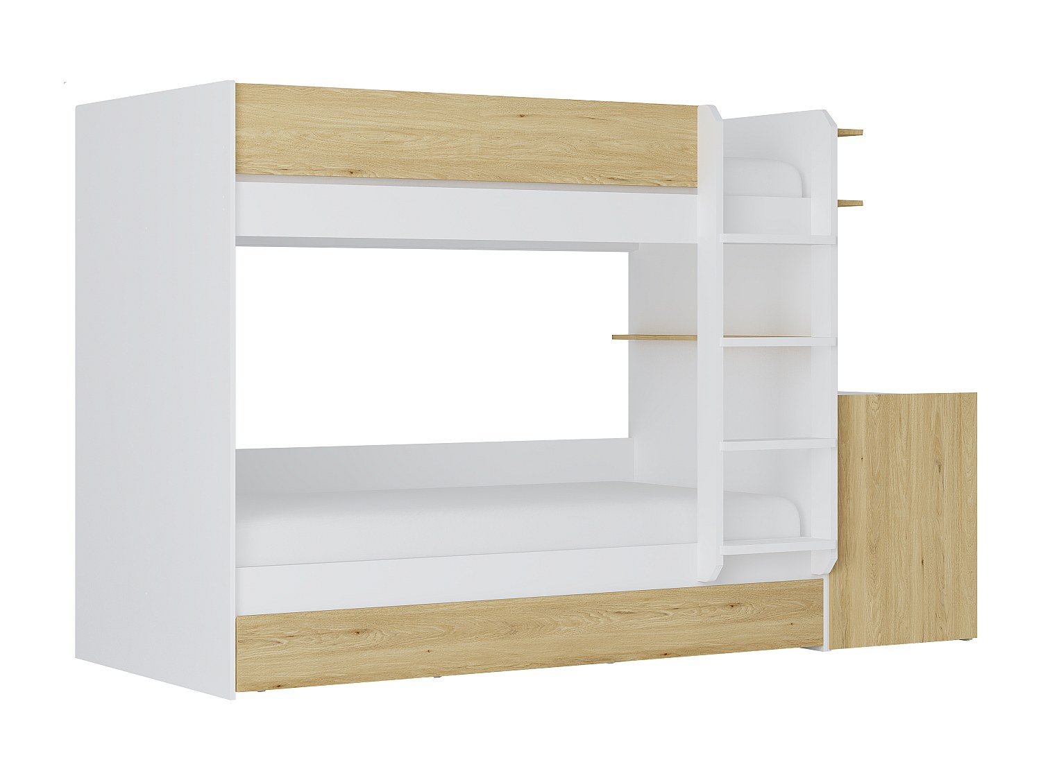 Etagenbett mit zusätzlichem Ausziehbett & 2 Schreibtischen - 3 x 90 x 190 c günstig online kaufen