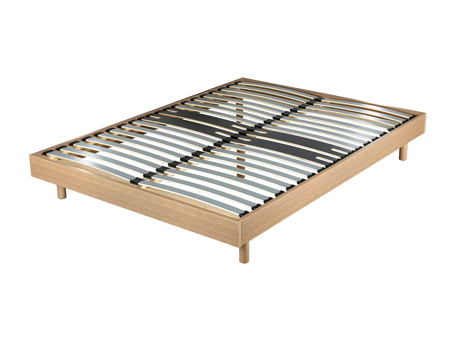 Sommier déco en Kit + pieds 140x190 - Decokit 36 lattes bois - Chêne moyen - H. 13 cm