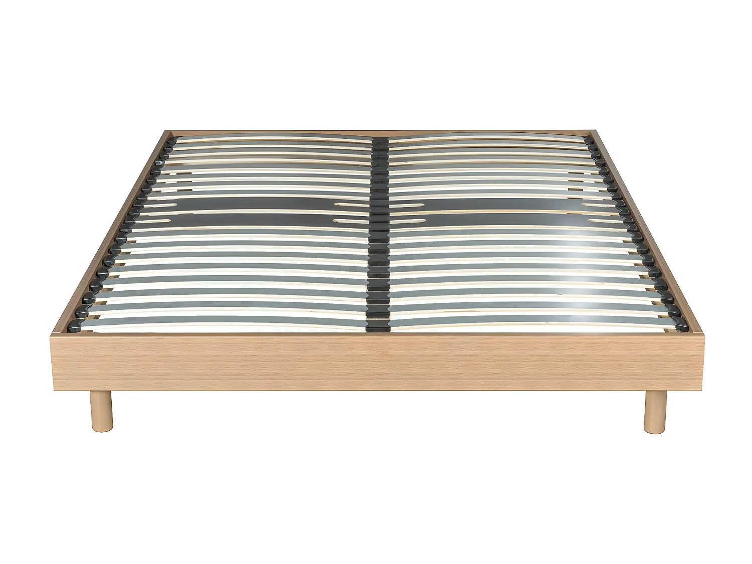 Sommier déco en Kit + pieds 140x190 - Decokit 36 lattes bois - Chêne moyen - H. 13 cm